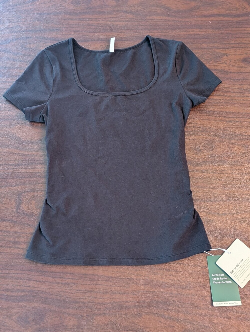 New Halara Organic Cotton Black Tee Shirt Scoop Square Neck Natural Fiber